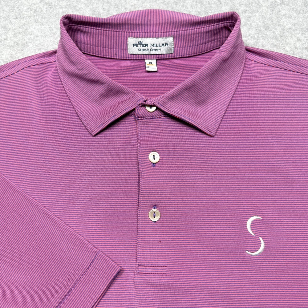 Peter Millar Polo Shirt Mens XL Pink‎ Sebonack Golf Club Jubilee Performance *